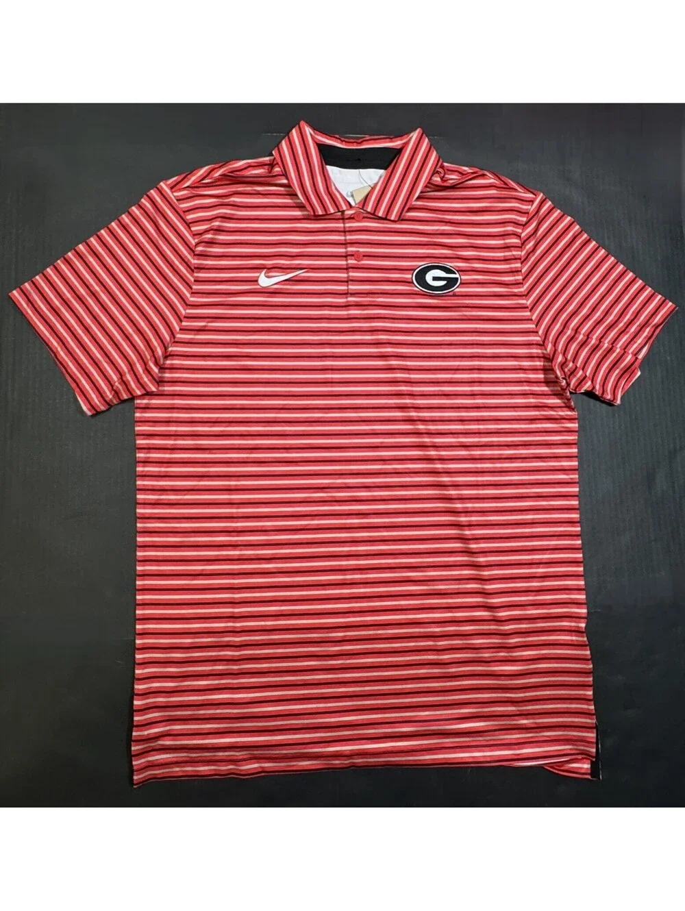 Nike Georgia Bulldogs University Red Tour Stripe Coaches Premium Polo Mens M NWT